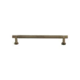 Heritage Brass Cabinet Pull Partial Knurled Design with 16mm Rose 128mm CTC Antique Brass finish