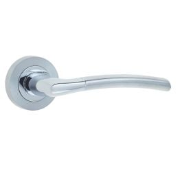 Lorenzo Door Handle on Rose Polished Chrome/Satin Chrome - By Frelan Hardware - JV861PCSC