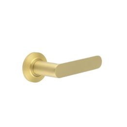 Kensington Door Handles Chamfered Rose Satin Brass - By Frelan Hardware - BUR25KIT236
