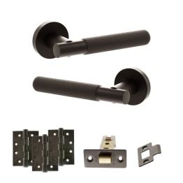 Senza Pari Rosarno Door Handle Pack (Latch Set - 2.5" CE Latch, 4" Fire Rated Hinges x3) - Urban Dark Bronze