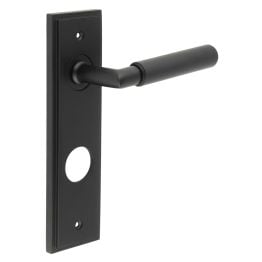 Piccadilly Door Handle Din Bathroom Backplate Matt Black - By Frelan Hardware - BUR40KIT338