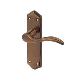 Paris Suite Door Handles on Latchplate Antique Bronze - By Frelan Hardware - JV281AB