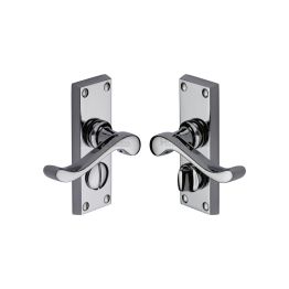 Heritage Brass Door Handle for Privacy Set Bedford Short Design Polished Chrome finish