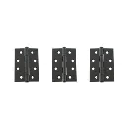 Atlantic Ball Bearing Hinges Grade 11 Fire Rated 4" x 3" x 2.5mm - Matt Black (Set of 3)