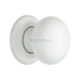 White Knob with Porcelain base