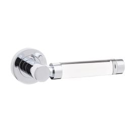 Milo Door Handle on Rose Plain Glass/Polished Chrome - By Frelan Hardware - JH5314PC