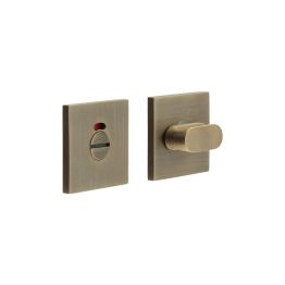 CR-801 Antique Brass Thumb Turn & Lock Square Rose w/ Indicator - By Frelan Hardware - CR-801BK7AB