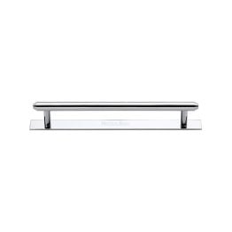 Heritage Brass Cabinet Pull Step Design with Plate 128mm CTC Polished Chrome Finish