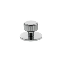 Millhouse Brass Battersea Linear Round Cabinet Knob Handle on Backplate - Polished Chrome