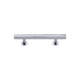 Heritage Brass Cabinet Pull Square Design with Footings 96mm CTC Polished Chrome finish