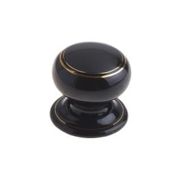Jedo Porcelain Mortice Door Knobs Goldline Black - By Frelan Hardware - JC70