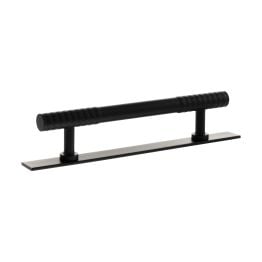 Millhouse Brass Chrysler Diamond T-Bar Cabinet Pull Handle on Backplate 128mm - Matt Black