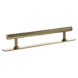 Millhouse Brass Chrysler Diamond T-Bar Cabinet Pull Handle on Backplate 160mm - Antique Brass