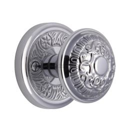 Heritage Brass Mortice Knob on Rose Aydon Design Polished Chrome finish
