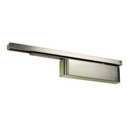 Rutland TS.11204 Cam Action Door Closer c/w Semi-radius cover & Slidearm, Satin Nickel Plate
