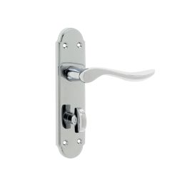 Henley Suite Door Handle on Bathroom Plate Polished Chrome - By Frelan Hardware - JV193PC
