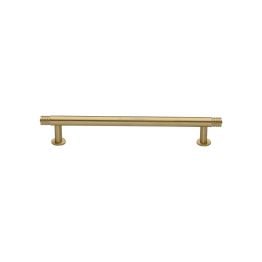 Heritage Brass Cabinet Pull Contour Design with 16mm Rose 128mm CTC Satin Brass finish