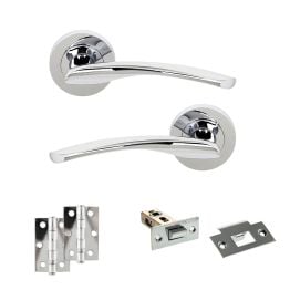 STATUS Arizona Door Handle Pack (Latch Set - 2.5" Latch, 3" Hinges x2) - Polished Chrome