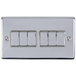 Eurolite Enhance Decorative 6 Gang Switch Polished Chrome