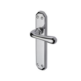 Heritage Brass Door Handle Lever Latch Charlbury Design Polished Chrome finish