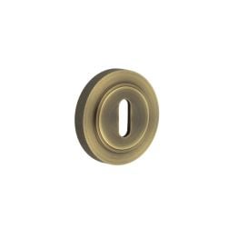 Burlington Standard Keyway Escutcheons Knurled Rose Antique Brass - By Frelan Hardware - BUR-60AB-75AB