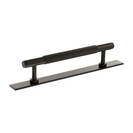 Millhouse Brass Battersea Linear T-Bar Cabinet Pull Handle on Backplate 128mm - Urban Dark Bronze