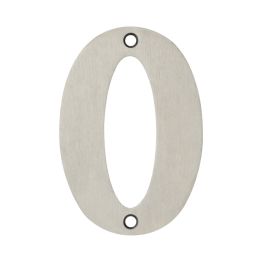 100mm Numerals SSS Finish 100mm Satin Stainless Steel No. 0 - By Frelan Hardware - JSS-0