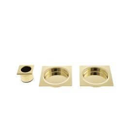 AGB Square Sliding Door Flush Pull - Polished Brass