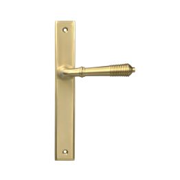 Satin Brass Reeded Slimline Lever Latch Set