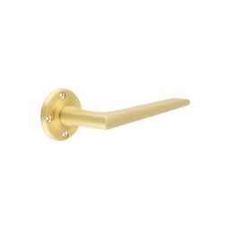 Mayfair Door Handle with No Rose Satin Brass - By Frelan Hardware - BUR10SB