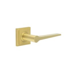 Knightsbridge Door Handle on Square Stepped Rose Satin Brass - By Frelan Hardware - BUR20KIT241