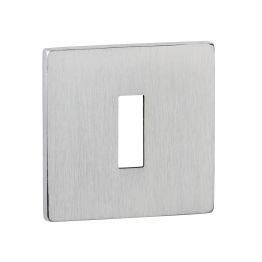 Tupai Rapido 5S Line Key Escutcheons on 5mm Slimline Square Rose - Satin Chrome