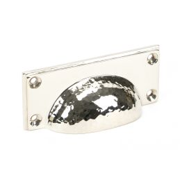 Polished Nickel Hammered Art Deco Drawer Pull