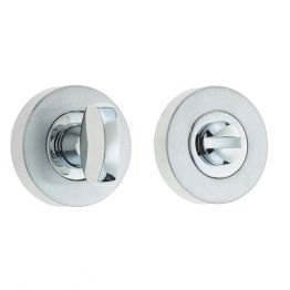 Jedo Dual Turns & Releases 35mm Round Rose no Indicator 35x8mm Polished Chrome / Satin Chrome - By Frelan Hardware - JV2777PCSC