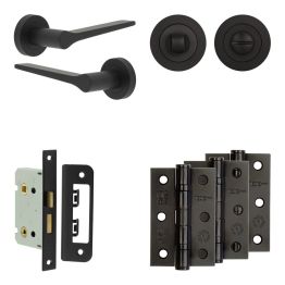 Complete Gio Door Handle Pack - Bathroom - Black - By Frelan Hardware - JE-E5B3-MB