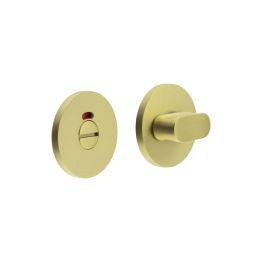CR-801 Satin Brass Thumb Turn & Lock Round Rose w/ Indicator - By Frelan Hardware - CR-801AJ7SB