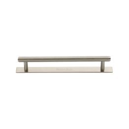 Heritage Brass Cabinet Pull Knurled Design with Plate 128mm CTC Satin Nickel Finish