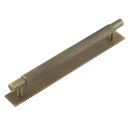 Hoxton Taplow Cabinet Handles 224mm Ctrs Plain Backplate Antique Brass - By Frelan Hardware - HOX-2060AB-5060AB
