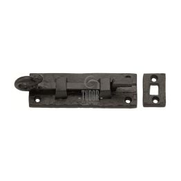 The Tudor Door Bolt Necked 4" Black Iron