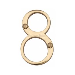 Heritage Brass Numeral 8 Face Fix 76mm (3") Polished Brass finish