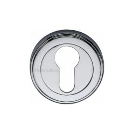 Heritage Brass Euro Profile Cylinder Escutcheon Polished Chrome finish