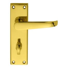 Victorian Lever On Wc Bathroom Backplate - Polished Brass