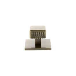 Millhouse Brass Eiffel Knurled Square Cabinet Knob Handle on Backplate - Antique Brass