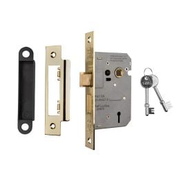 Contract 3 Lever Sashlock 64mm - Electro Brassed