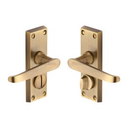 Heritage Brass Door Handle for Privacy Set Victoria Short Design Antique Brass finish