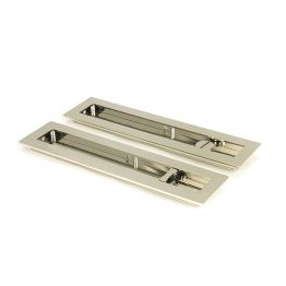 Polished Nickel 250mm Plain Rectangular Pull - Privacy Set