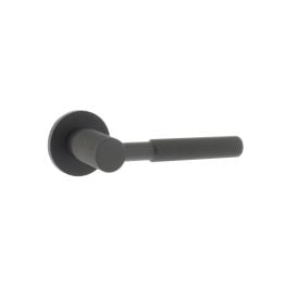 Millhouse Brass Mason Knurled Lever Door Handle on 5mm Slimline Round Rose - Urban Dark Bronze