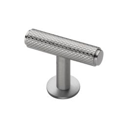 Heritage Brass Cabinet Knob Knurled T-Bar Design with Rose 45mm Satin Nickel finish