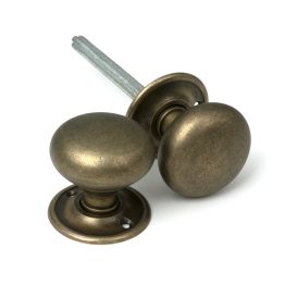 Burnished Brass 49mm Mushroom Mortice/Rim Knob Set
