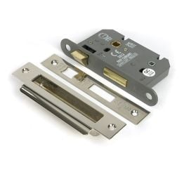 Polished Nickel 2½" Heavy Duty Bathroom Mortice Lock